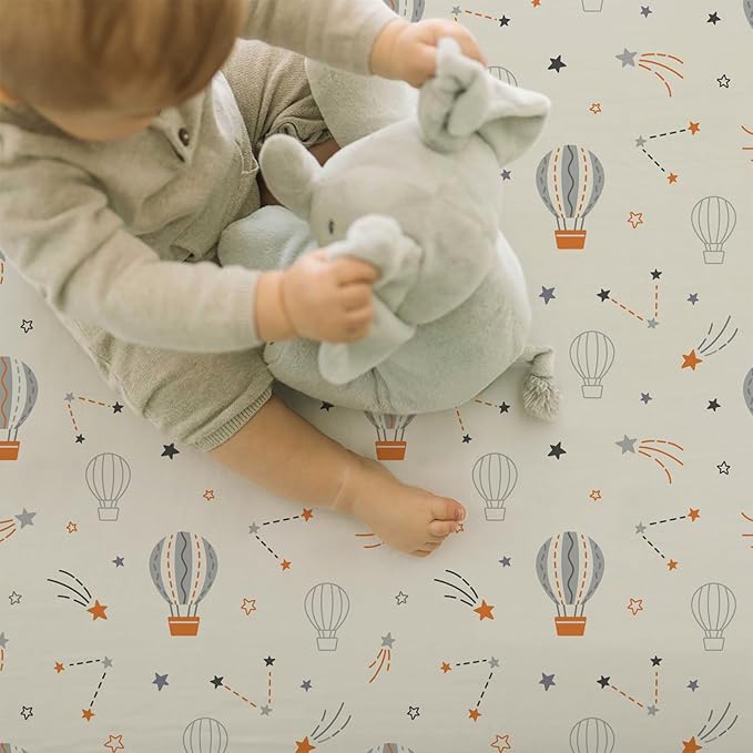Stretch Fitted Bassinet Sheet Set BROLEX 2 Pack Cradle Sheets for Bassinet Pad/Mattress,Unisex Boys Girls,Ultra Soft,Starsmoon Balloon