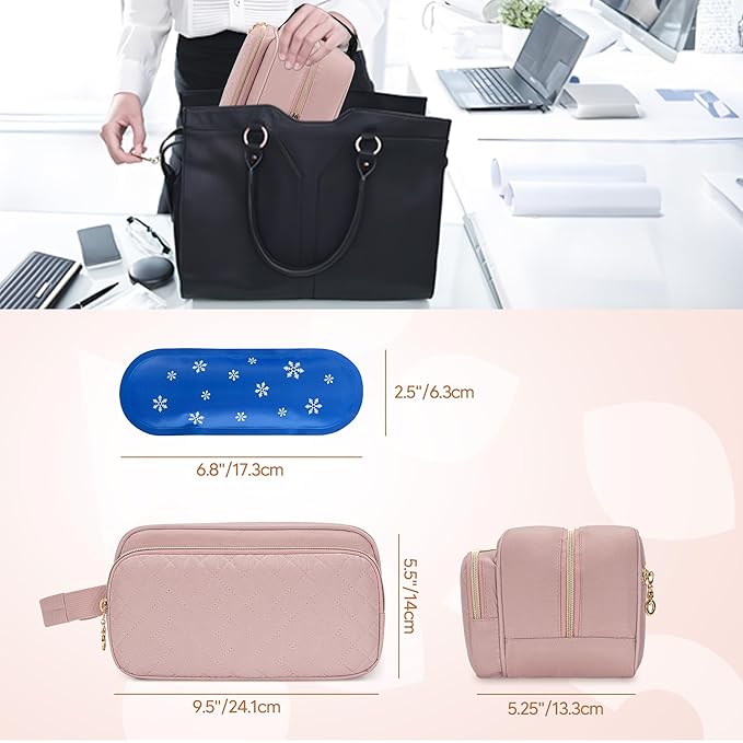 Damero Breastmilk Cooler Bag with 4 Ice Packs, Breast Milk Cooler Travel Bag Fit for Milk Bags or Bottles, with Buckle Handle for Breastfeeding Moms Travel/Daycare, Pink