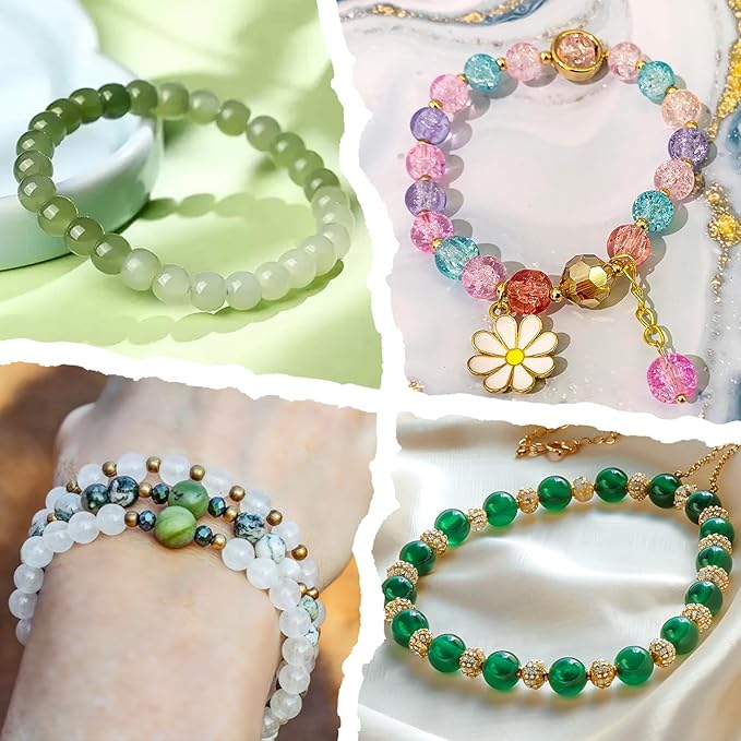 XSEINO About 1200PCS 6mm Glass Beads Bracelet Making Set, 144 Color Colorful Round Style Glass Beads for Bracelet and Jewelry Making and DIY Crafts,Friendship Bracelets