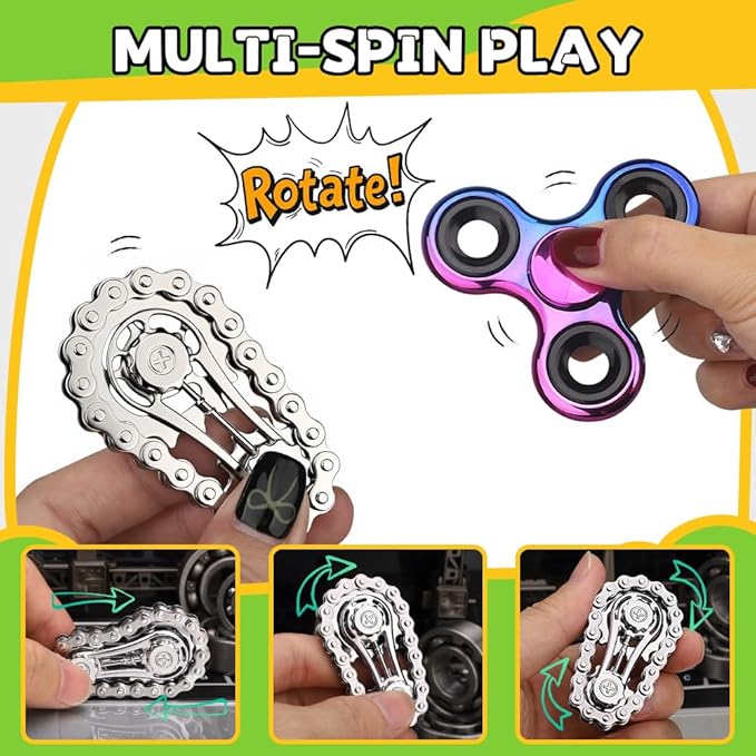 Fidget Toys Set for Adults, Sensory Pack with Fidget Slider, Fidget Cube, Spinner Toy, Keyboard Clicker Toy, Fidget Pad, Stress Relief Desk Gadget for Office, Birthday Gift Set