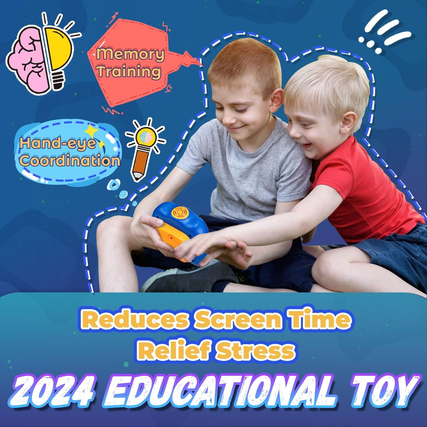 Quick Push Game for Kids 8-12,Pop Sensory Fidget Toys for Kids 6-12,Birthday Gifts for Boys and Girls (Blue)