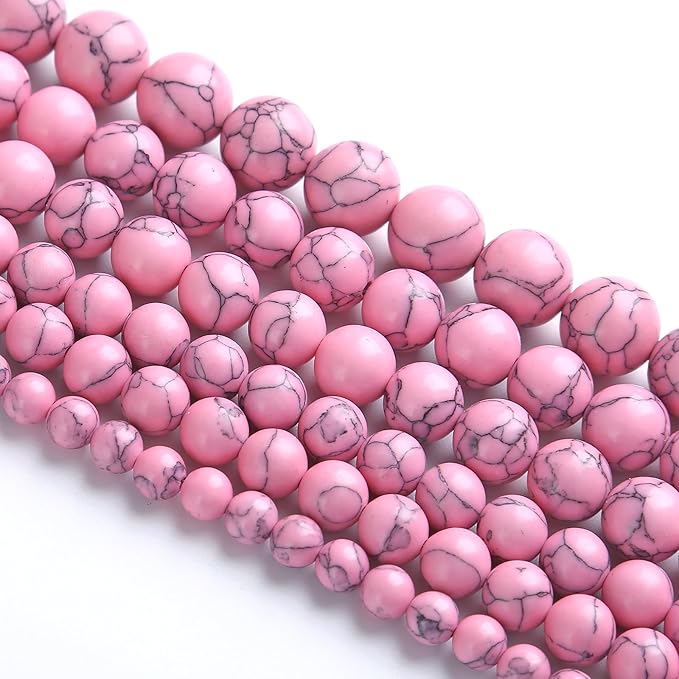 120PCS 6MM Pink Turquoise Spacer 2 Strands Loose Beads for Jewelry Making DIY Bracelet Necklace