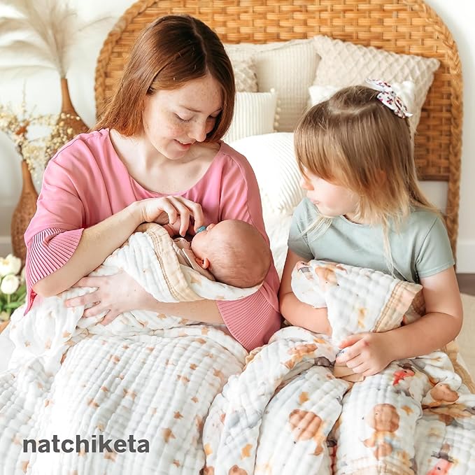 Organic Cotton Muslin Baby Blanket for Boys and Girls - Luxurious Soft Toddler Quilt for Swaddling - Gender Neutral Blanket - Baby and Toddler Gift - Jungle