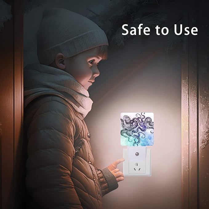 Octopus Night Light,Crystal Design Element Night Lights Plug into Wall Dusk to Dawn Sensor Led Lamp for Women Men,Led Lights for Stairway/Hallway/Bedroom