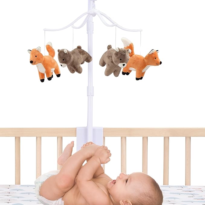 Bedtime Originals Sleepytime Bear & Fox Musical Baby Crib Mobile Soother Toy