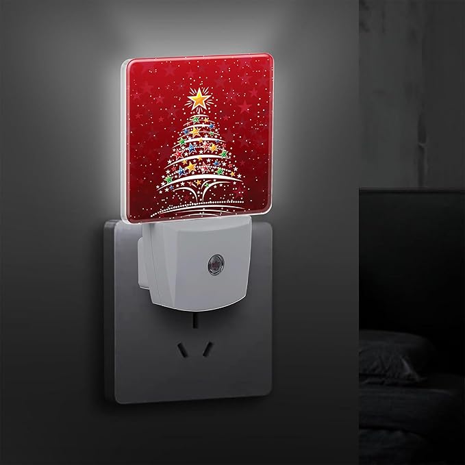Christmas Tree Plug in Night Light with Auto Dusk to Dawn Sensor,Warm Night Lights for Boys Girls Bedroom Bathroom Hallway Kids Room Gifts