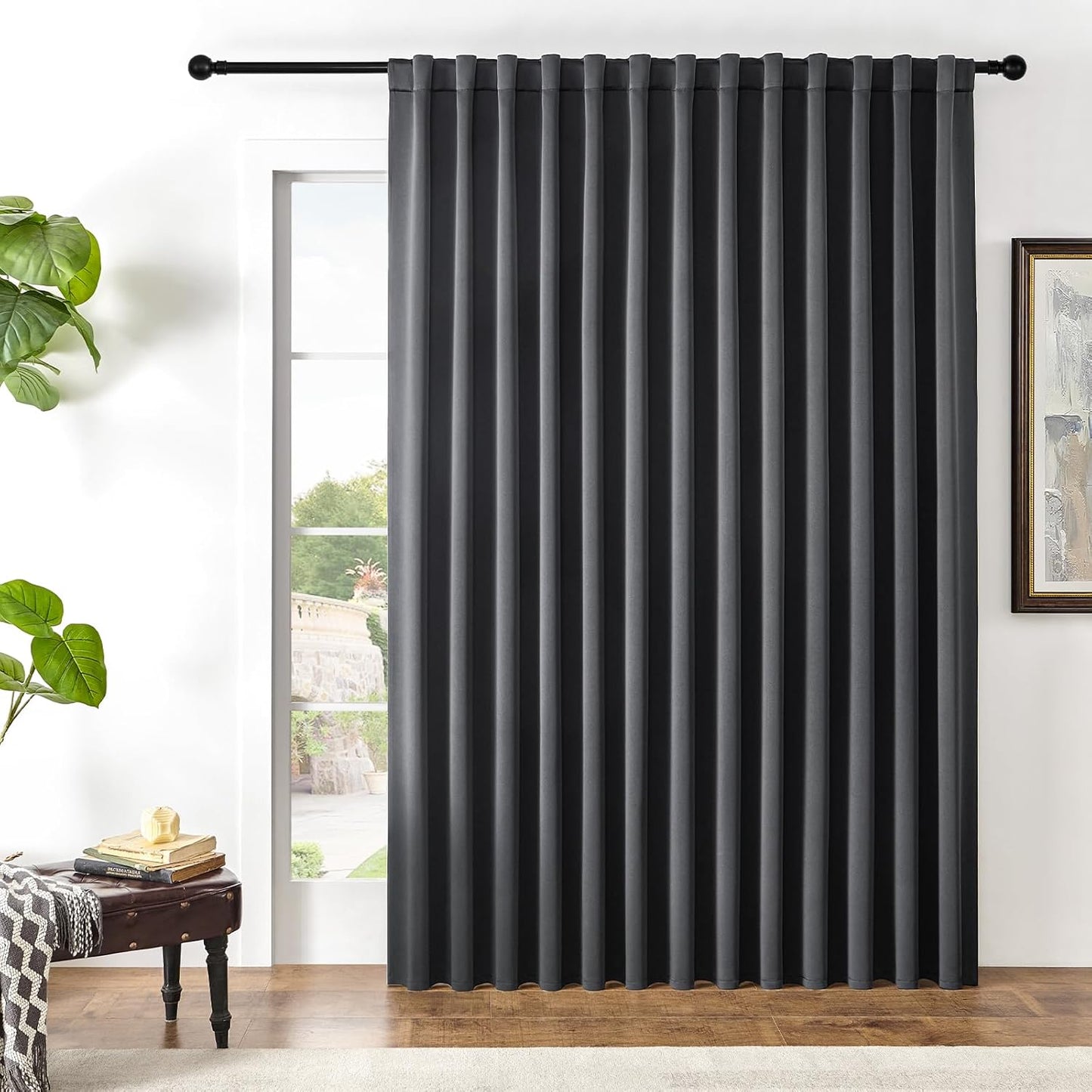 Joydeco Custom Blackout Curtains for Bedroom, 1 Panel Room Darkening Curtains & Drapes for Living Room Window Rod Pocket Back Tab (Custom Size,Dark Grey)