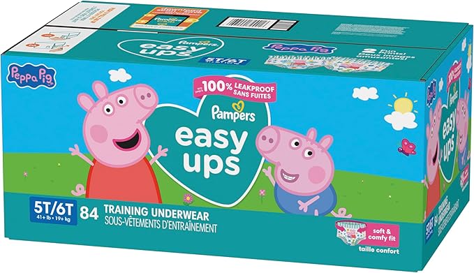 Pampers Training Pants - Easy Ups Girls & Boys - Size 5T-6T, 84 Count, Peppa Pig Potty Underwear (Packaging May Vary)