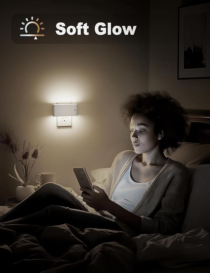 JandCase LED Night Lights Plug into Wall, Night Light with Dusk to Dawn Light Sensor, Dimmable Night Light Plug in [2 Pack], 5000K Cool White Nightlight for Bedroom Hallway Kids Room Kitchen