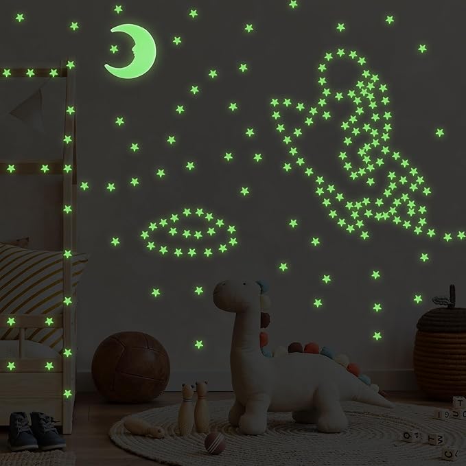 Glow in The Dark Stars for Ceiling - 205PCS Stars & 1 Moon for Kids Bedroom, Baby Room Nursery - Safe, Removable & Reusable