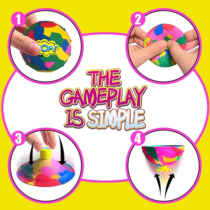 Jumping Bounce Ball for Kid,Ball That flattens and pops up Toy Suitable Doggy disc Magic Flying Saucer Bounce Popper Toy（4 Piece）