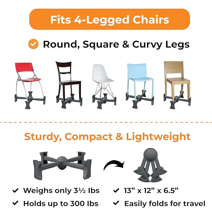 KABOOST Booster Seat for Kitchen Chair, Charcoal - Goes Under The Chair - Portable Booster for Toddlers and Grown Ups
