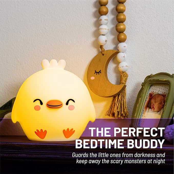 Lumipets Clara The Chick Squishy Silicone Night Light for Kids | Cute Night Light with Remote & Touch Control for Baby & Toddler Bedrooms | Color Changing Portable Animal Nightlight | Soft Mood Lamp