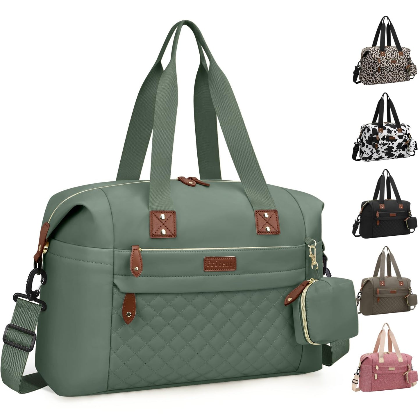 Diaper Bag Tote - Diaper Baby Bags with Pacifier Case, Shoulder Straps, Stroller Clips, Waterproof Large Mommy Maternity Travel Baby Bag for Mom and Dad, Green, Medium