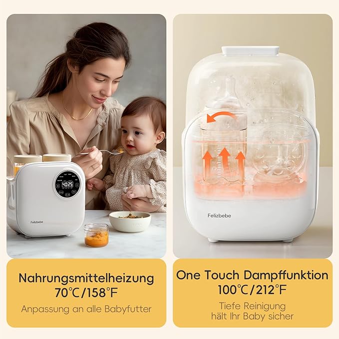 Baby Bottle Warmer, Felizbebe 10-in-1 Double Bottle Warmer for Breastmilk or Formula, Breast Milk Warmer for Baby, Accurate Temperature Control, Timer, Sterili-zing, Defrost, Heat Food, Keep Warm