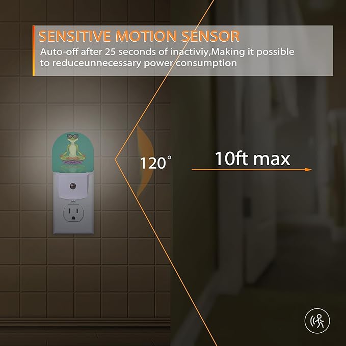 Frog in Meditation Night Light,Funny Night Lights Plug into Wall with Dusk to Dawn Sensor,Lamp for Bedroom Bathroom Hallway Nightlight for Women Girls