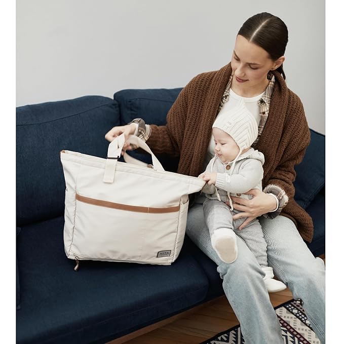 Diaper Bag Tote,Baby Diaper Bags,Convertible Diaper Bag Backpack,Crossbody Tote Bag for Women,Stylish Shoulder Bag with Changing Pad,Baby Registry, Work Tote,Travel Gym Bag,White