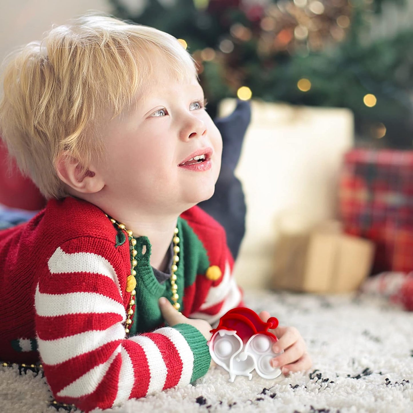 32Pcs Christmas Mini Pop Keychain Fidget Toys, Mini Pop Bubble Christmas Fidget Toy, Silicone Mini Pop Toys Bulk for Kids Anxiety Stress Reliever for Adults