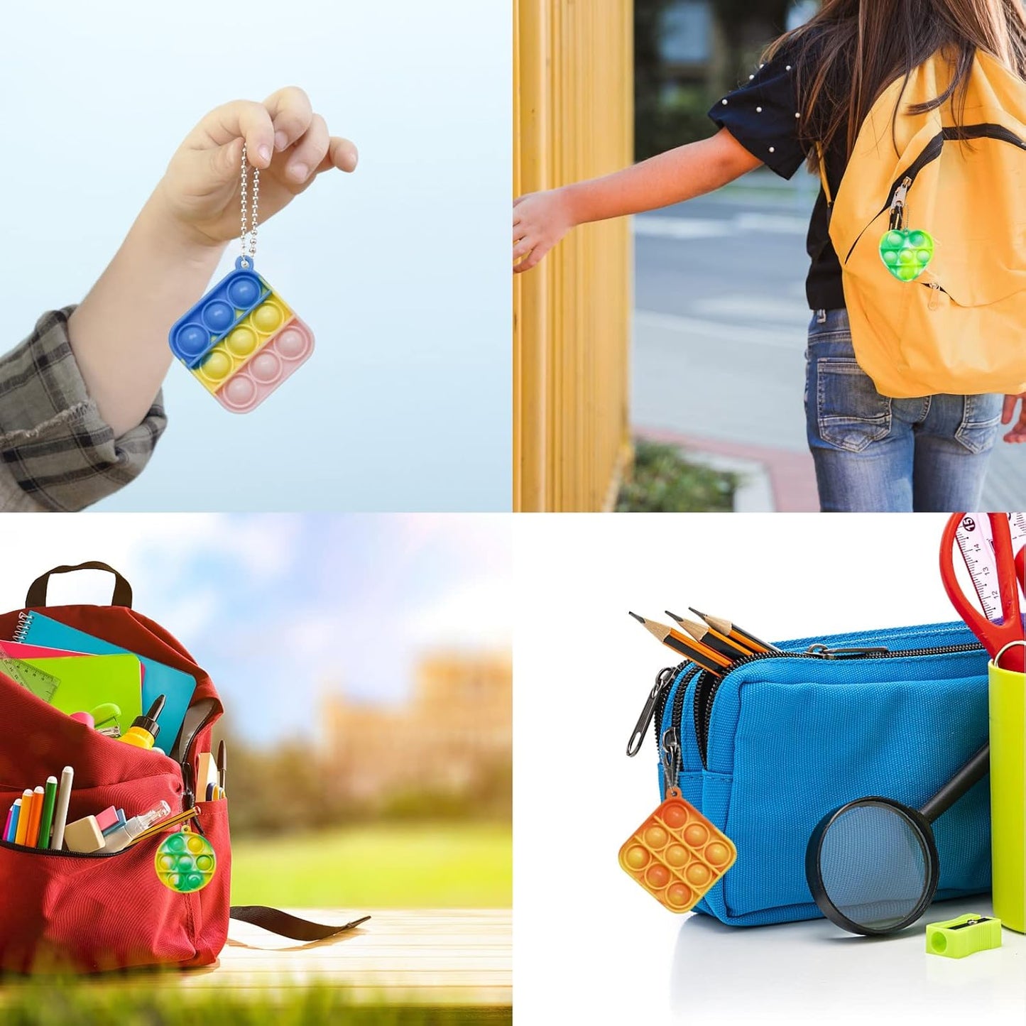 24 PCS Pop Fidget Toys Bulk Its Party Favors for Kids Toys 3 Shape Mini Pop Keychain It Birthday Goodie Bag Stuffers Fidgets for Kids Classroom Prizes End of Year Student Gifts Sensory Fidget Toy Pack