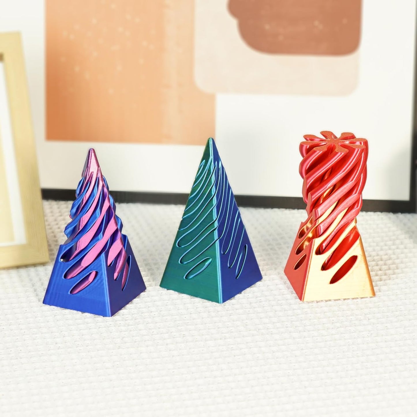 Impossible Pyramid Passthrough Sculpture 3D Printed Spiral Cone Fidget Toy for Adults Kids, Infinity Spiral Tree, Christmas, Halloween, Thanksgiving, and White Elephant Gifts (Green)