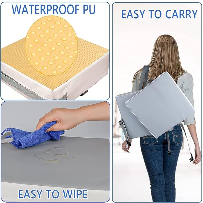 Taeku Booster Seat for Dining Table, Portable Kids Toddler Booster Chair Increasing Cushion Cartoon Seat Pad with 2 Safety Buckles for Kitchen Restaurant (Double Grey)