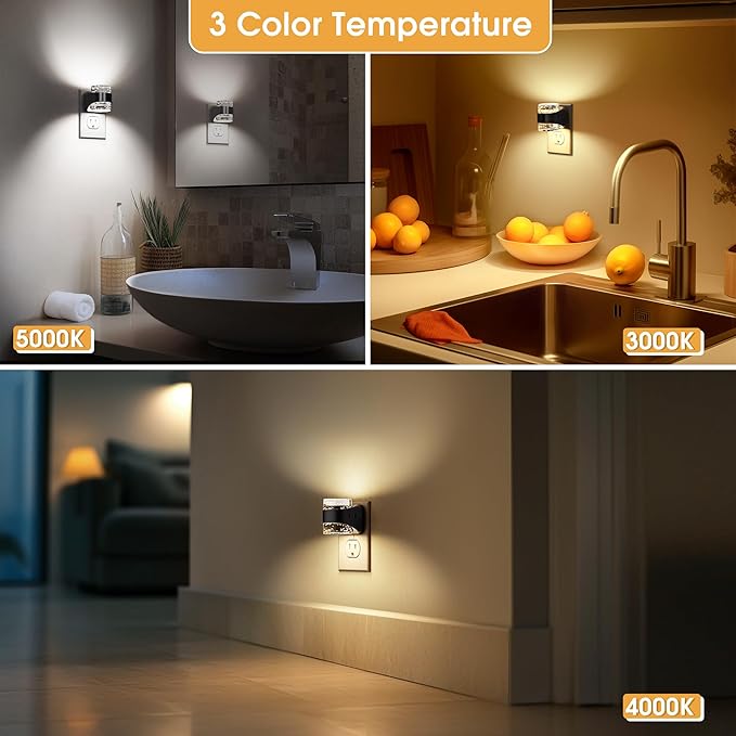 Briignite LED Night Light Plug into Wall - Dimmable Night Light with Bubble Design 3000K/4000K/5000K & 3 Brightness Levels for Baby Nursery, Hallway, Bathroom, Kids Room, 3CCT