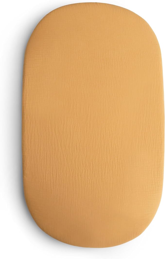 mushie Extra Soft Bassinet Muslin Crib Sheet | 30" x 16" (Fall Yellow)