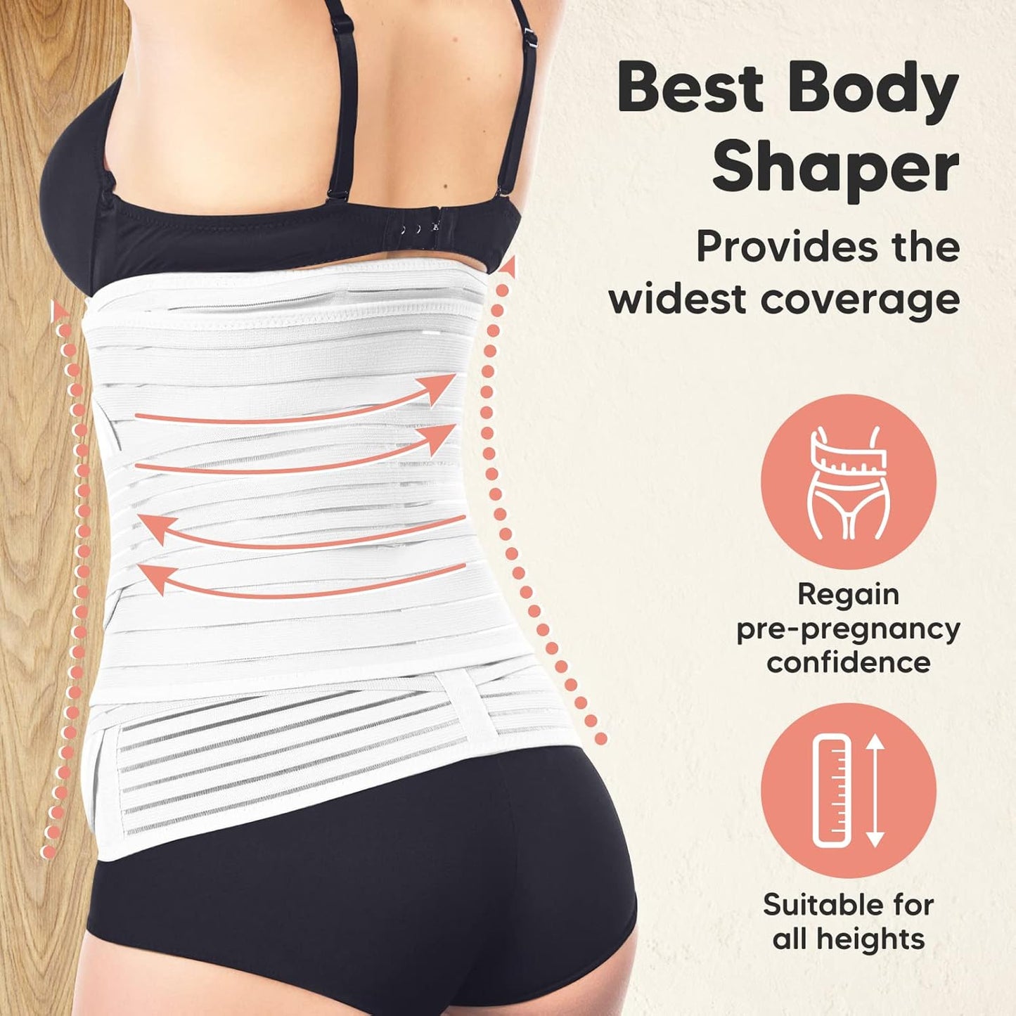 3 in 1 Postpartum Belly Support Recovery Wrap – Postpartum Belly Band, After Birth Brace, Slimming Girdles, Body Shaper Waist Shapewear, Post Surgery Pregnancy Belly Support Band (Matte White, M/L)