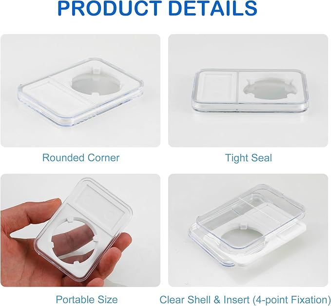 10-Pack Coin Slab Display Holder, Storage Case for Morgan, Peace, IKE Silver 38mm Dollar Coin, Organize Your Coin Collection with Clear Acrylic Cases