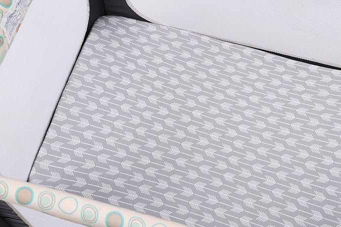 Onacosht Pack n Play Sheets 3 Pack for Baby Unisex, Stretchy Jersey Knitted Portable Mini Crib Sheets Playard Mattress Cover for Baby Boys and Girls, Clouds Stripes and Arrow Printing