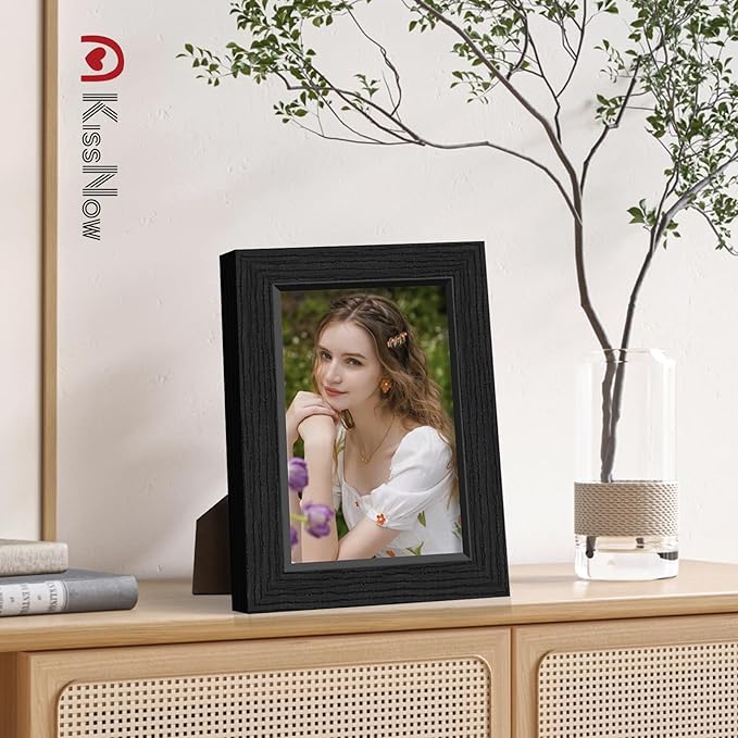 4x6 Picture Frame 2 Pack, Black Solid Wood Gallery Photo Frame, Wall Hanging or Tabletop Display