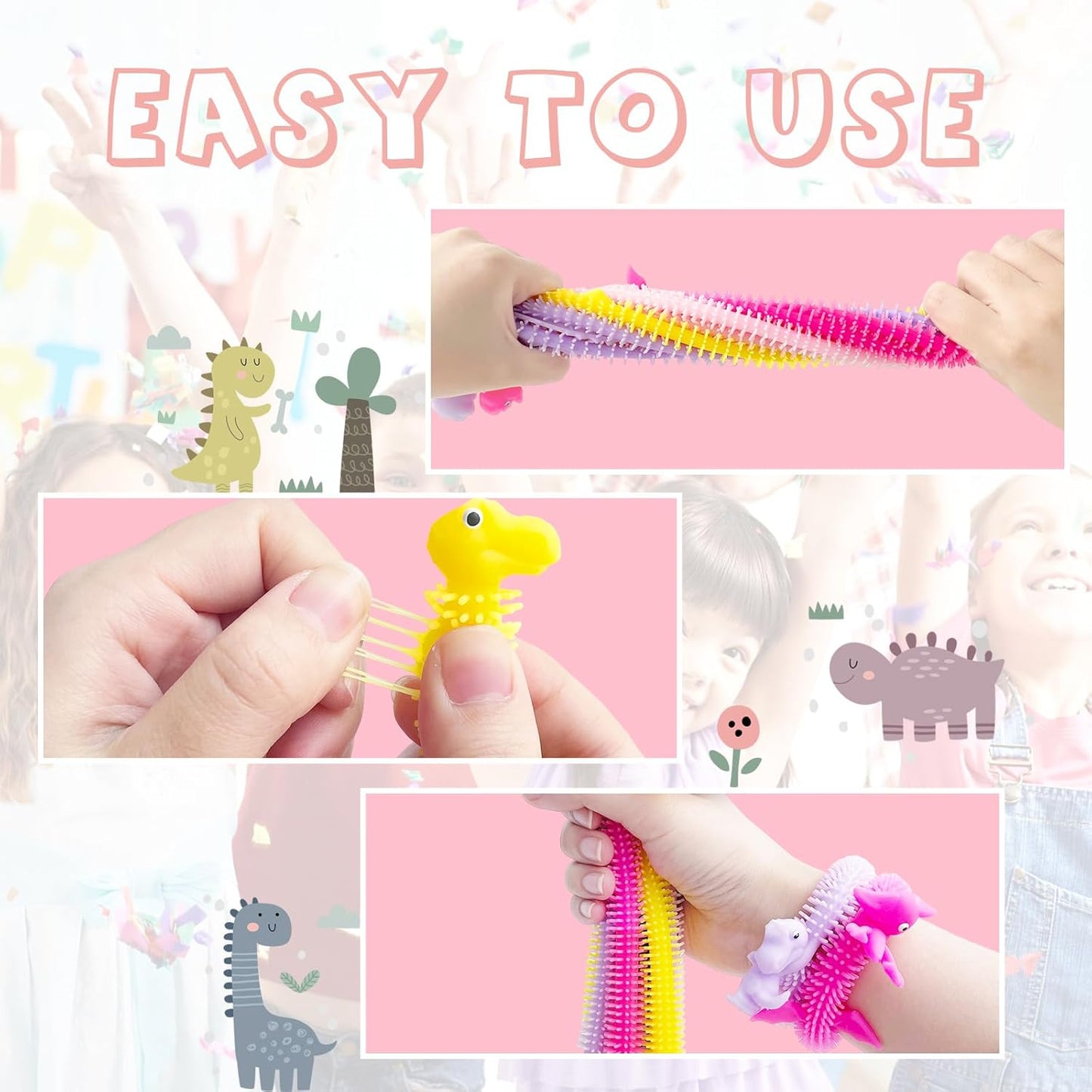 40 Pcs Stretchy Fidget String Toys,Colorful Dinosaur Stretchy Strings,Sensory Fidget Dinosaur Stretch Toys with Wings for Children's Day,Kids,Valentine's,Easter,Party Favors,Back to School Gift