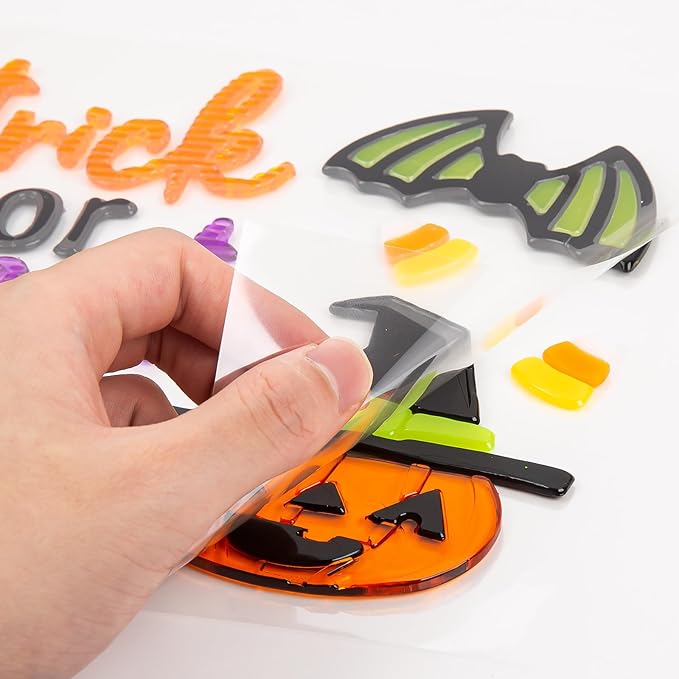 Halloween Window Clings Gel, Vampire, Zombie, Witch, Ghost, Black Cat, Bat, Home Party Supplies Window Glass Decorations