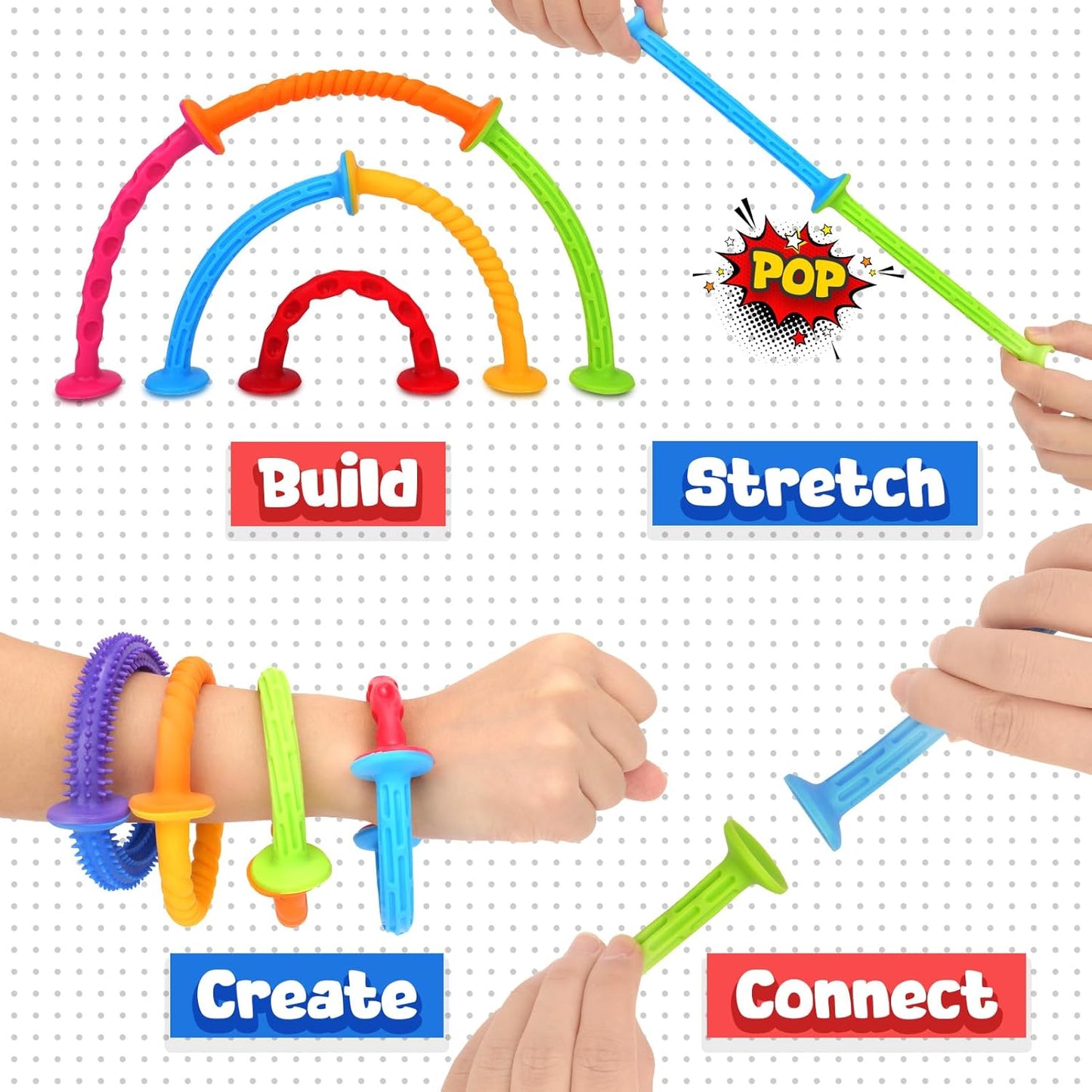 Sensory Toys Kids Fidget Toys: 8 Pack Textured Suction Toys for Classroom and Bathroom - Calm Down Fidget Toys for Kids