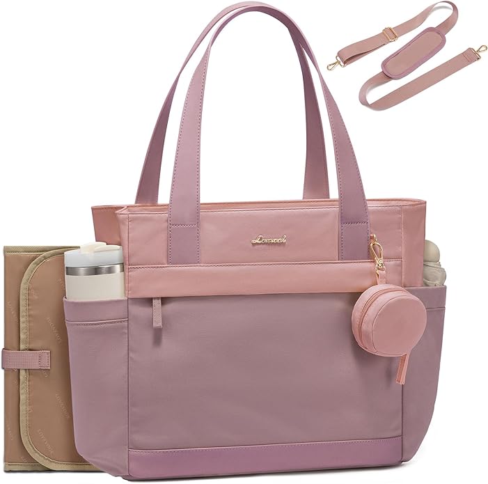 LOVEVOOK Diaper Bag Tote Large Baby Bag for Mom Hostipal and Travel Diaper Tote for Baby Boy with Pacifier Case Changing Pad