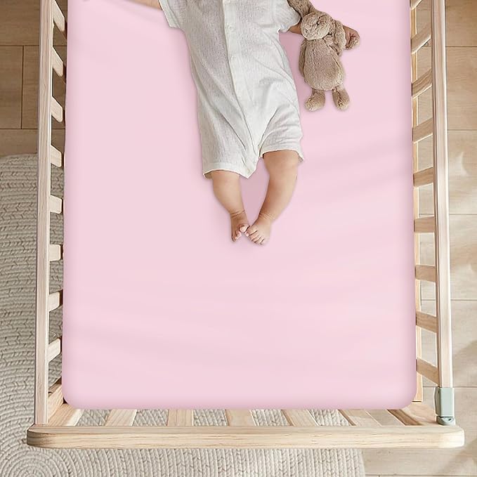 Magik & Kover Crib Sheets Girl 4 Pack, Baby Crib Sheet for Crib Mattress and Toddler Bed Mattress, Soft Breathable Fitted Kid Toddler Sheets Set for Girls, Pink & Violet