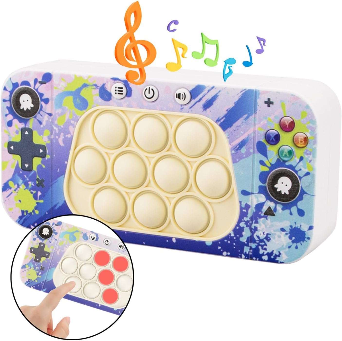 Quick Push Bubbles Pop Fidget Toy It Game, Fast Push Light Up Pop Interactive Sensory Toy, Fast Push Button Game for Kids Adult, Stress Relief Handheld Game Present Toy for 3 4 5 6 7 Year Boy Girl