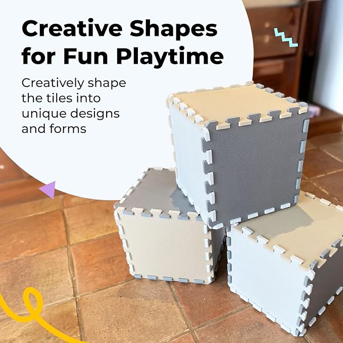 MioTetto Baby Play Mat, Soft Foam Floor Tiles for Kids. Adjustable Interlocking Foam Tiles, Fits with 50x50 Playpen Baby mat for Crawling & Development, Safe & Non-Toxic Playmat for Babies 6-12 Months