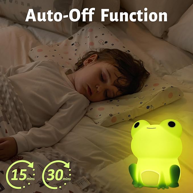 Attivolife Cute Frog Night Light for Kid, Squishy Animal Silicone Lamp, Rechargeable Portable and Dimmable Touch Control, Best Bedroom Bedside Decor Christmas Birthday Gift for Boy Girl Toddler