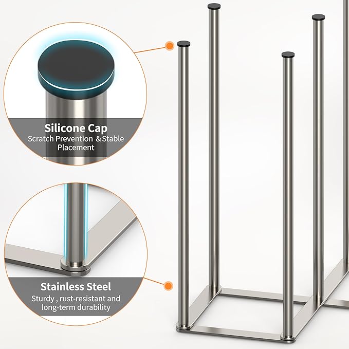 Foldable Bottle Drying Rack, Baby Bottle Drying Rack, Collapsible Cup Draining Holder, Retractable Reusable Storage Bag Dryer with Non-Slip Bottom - Stainless Steels (Silver)