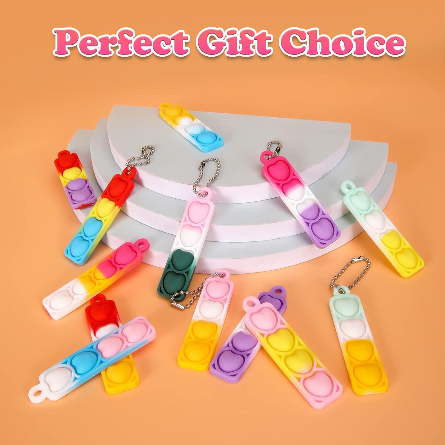 48Pcs Mini Pop Fidget Toys Bulk Party Favors for Kids Pop Keychain Sensory Toys Bag Fillers Pop Toddler Birthday Carnival Treasure Classroom Prizes Stress Reliever Anti-Anxiety Desk Toy for Boy Girl