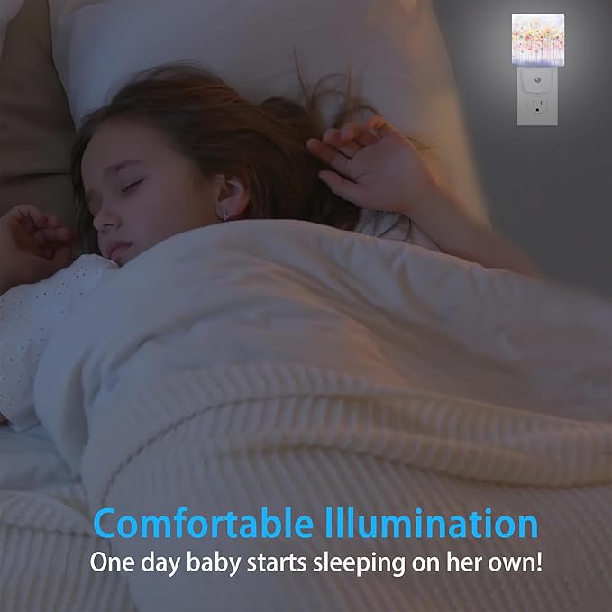 Night Light,Abstract Watercolor Floral Night Lights Plug into Wall Dusk to Dawn Sensor Led Lamp for Women Men,Led Lights for Stairway/Hallway/Bedroom,0.5W