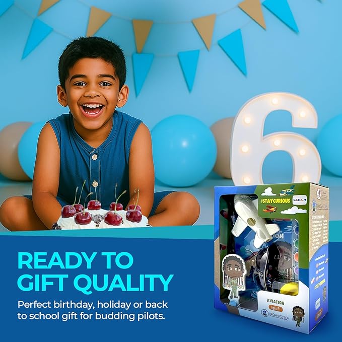 Brown Toy Box Dadisi Academy Skye Aviation STEM Science Kit | STEM Toy & DIY 3 D Airplane, Control Tower & Glider | Hands On Learning Gift for Boys and Girls Ages 4-8, Toys & Games Educational Set