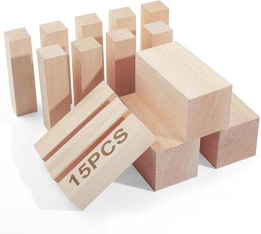 15Pcs Basswood Carving Blocks, Whittling Blocks for Craft, Carving Wood for Beginner to Expert