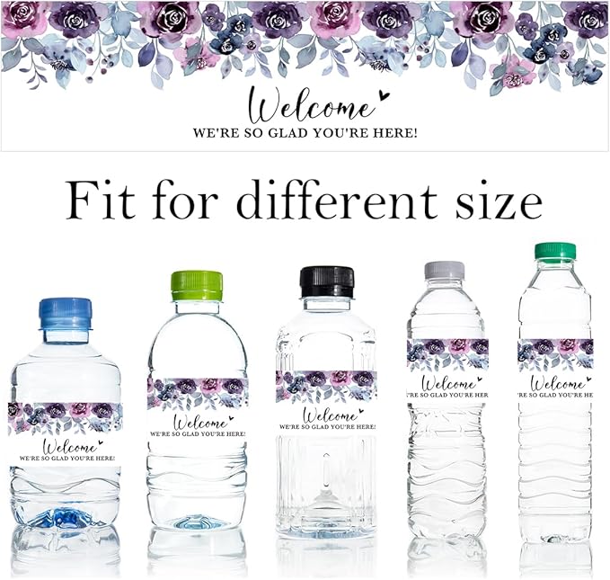 100PCS Wedding Water Bottle Labels Waterproof Greenery Floral Wraps Sticker for Water Bottle Baby Shower Bottle Label for Bridal Shower Party Welcome A05