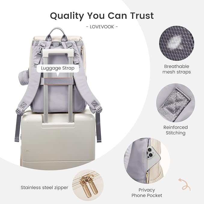 LOVEVOOK Diaper Bag Backpack, Baby Travel Bags for Boys & Girl, Toddler Waterproof Diaper Bag w/Changing Pad (Grey, 15.6''-Small)
