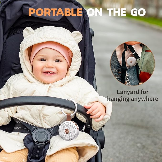 Mini Sound Machine Portable Baby White Noise Machine with 30 Soothing Sounds for Kids Adults Auto-Off Timer 32 Volume Levels Rechargeable Brown Noise Sleep Machine for Home Office Privacy and Travel