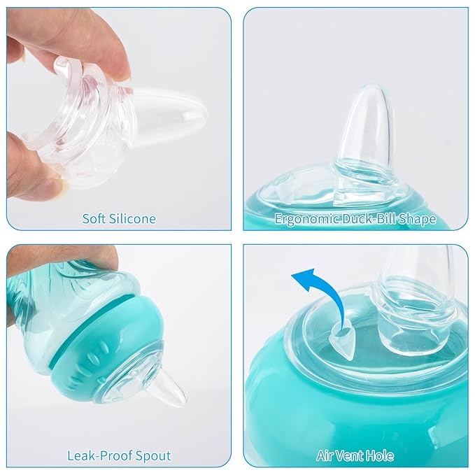 6 Pack Replacement Spouts Compatible with Nuby, Soft Silicone Spout, Transition Spout for Sippy Cups, Non-Leak Nipples Replacement, Easy to Clean, Easy Transition from Bottle to Cup, 6m+