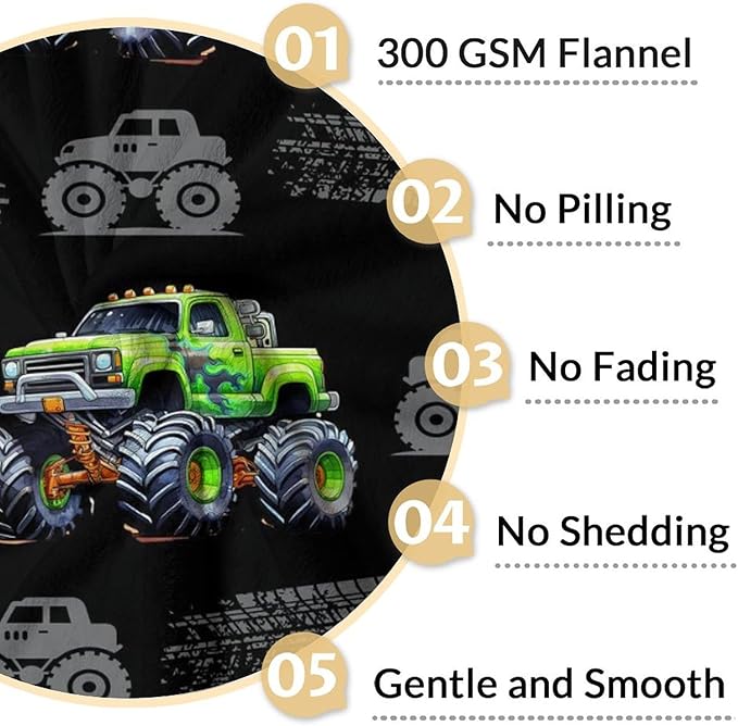 Truck Blanket for Boys Kids Adults Throw Gift - 60x80 Inches Lightweight Cozy Throw Decor Blankets for Sofa Couch Bed Office