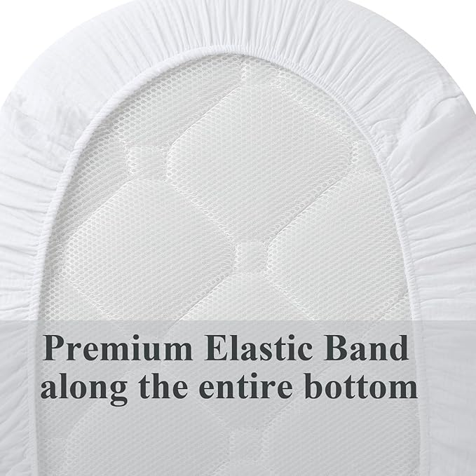 Muslin Bassinet Sheet Compatible with Graco Pack n-Play Dome LX Bassinet(not playard), 2 Pack Cotton Stylish Boho Fitted Bassinet Sheets Super Soft for Baby White & Pink
